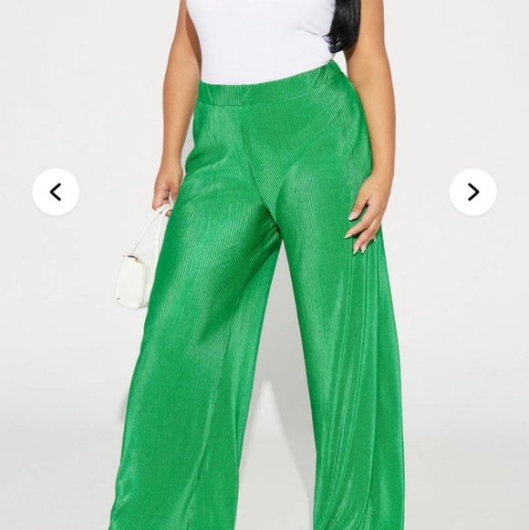 Green Wide-Leg Women's Pants - Picture 5 of 12